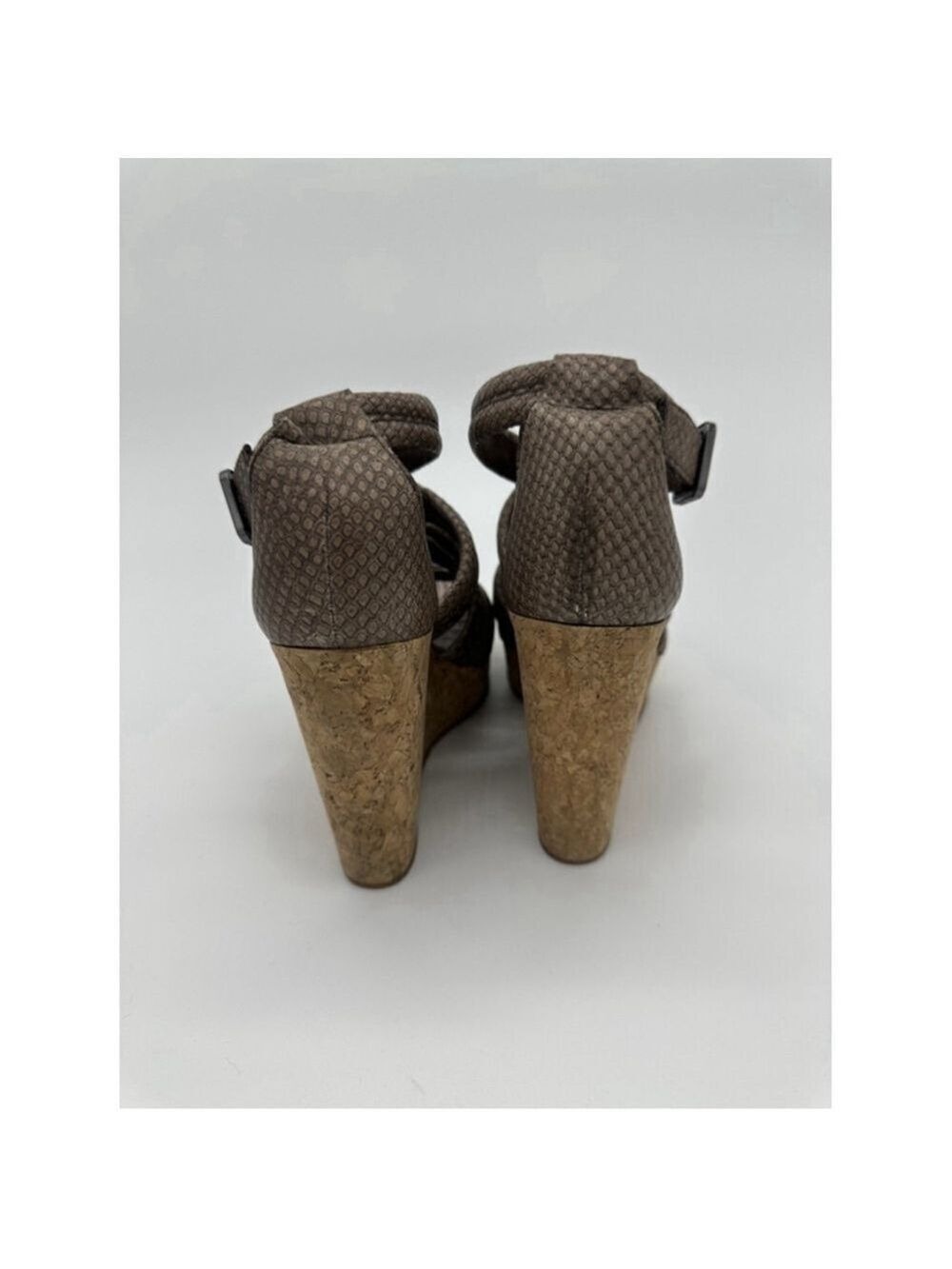 Tory Burch Wedge Sandals Taupe Snakeskin Size 6.5M - Picture 4 of 7